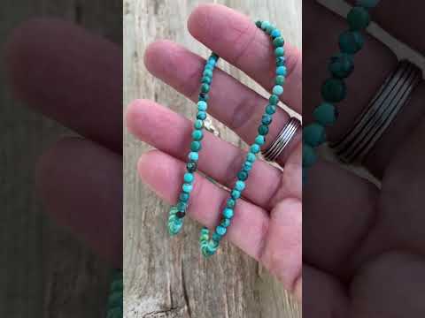 Genuine 4mm Blue Green Turquoise Bead Necklace