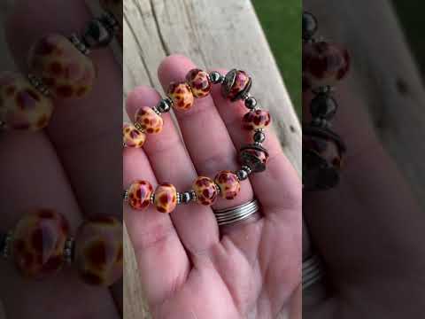 Burgundy Lampwork Bracelet in Sterling Silver