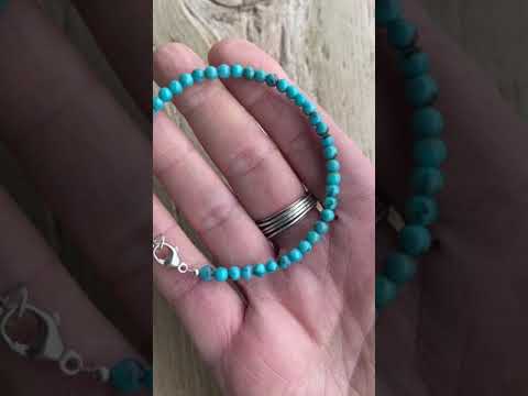 Genuine 4mm Blue Turquoise Bead Bracelet
