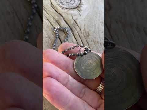 Handmade Sterling Silver & Iridescent Green Glass Pendant Necklace