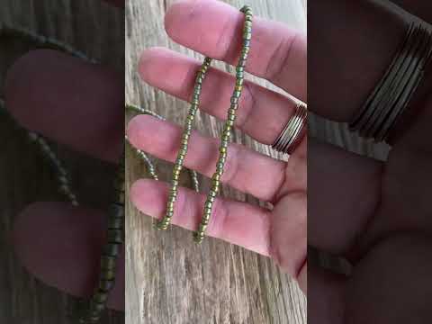 Load and play video in Gallery viewer, Semi Glazed Olive Green Seed Bead Necklace
