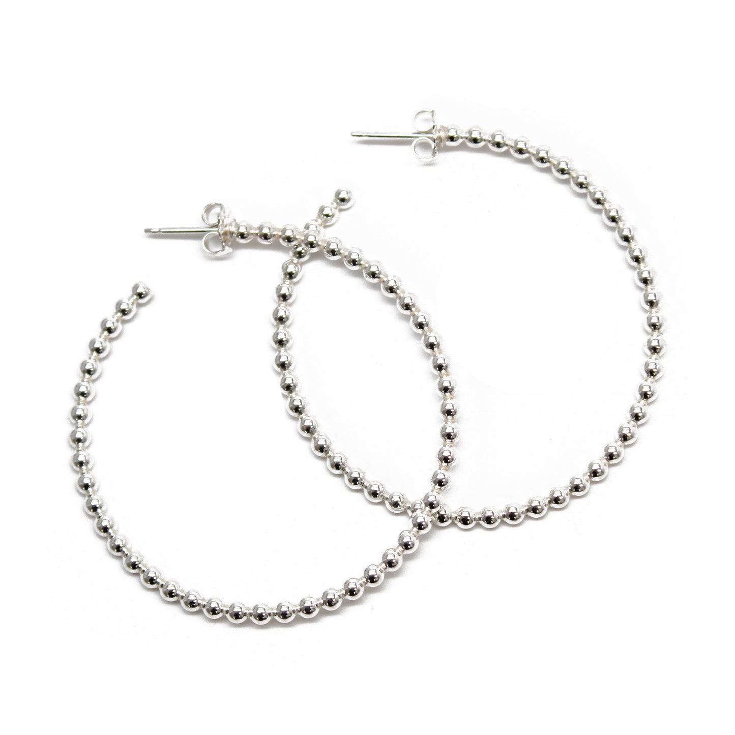 Sterling Silver Ball Wire Hoop Earrings