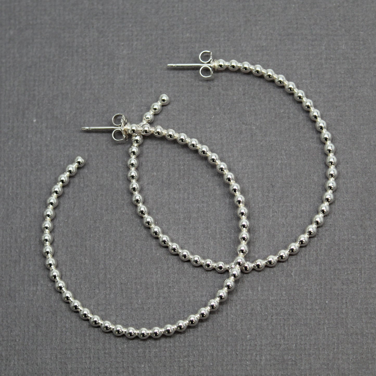 Sterling Silver Ball Wire Hoop Earrings