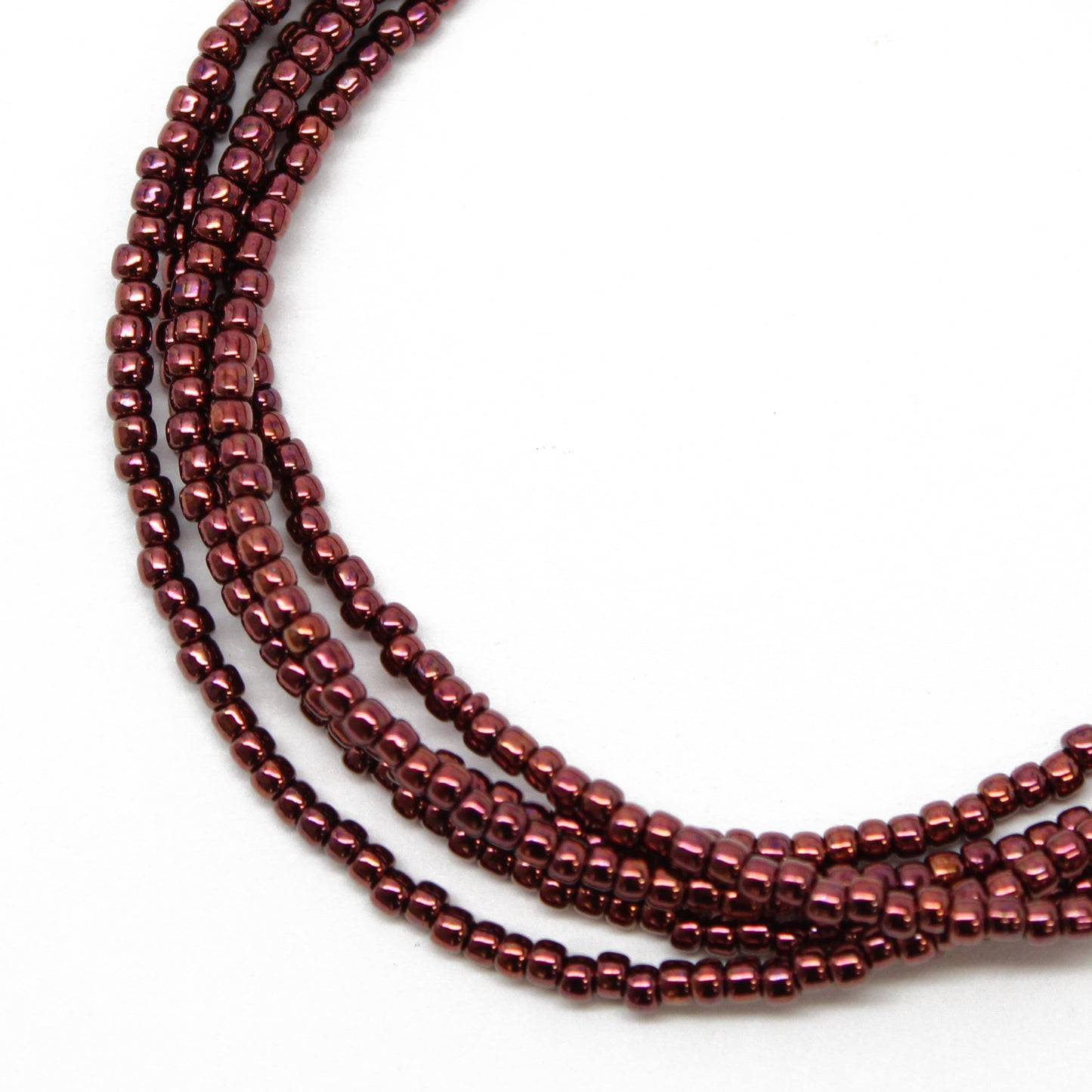 Dark Bronze Seed Bead Necklace-Shiny Metallic Copper Colored -Single Strand