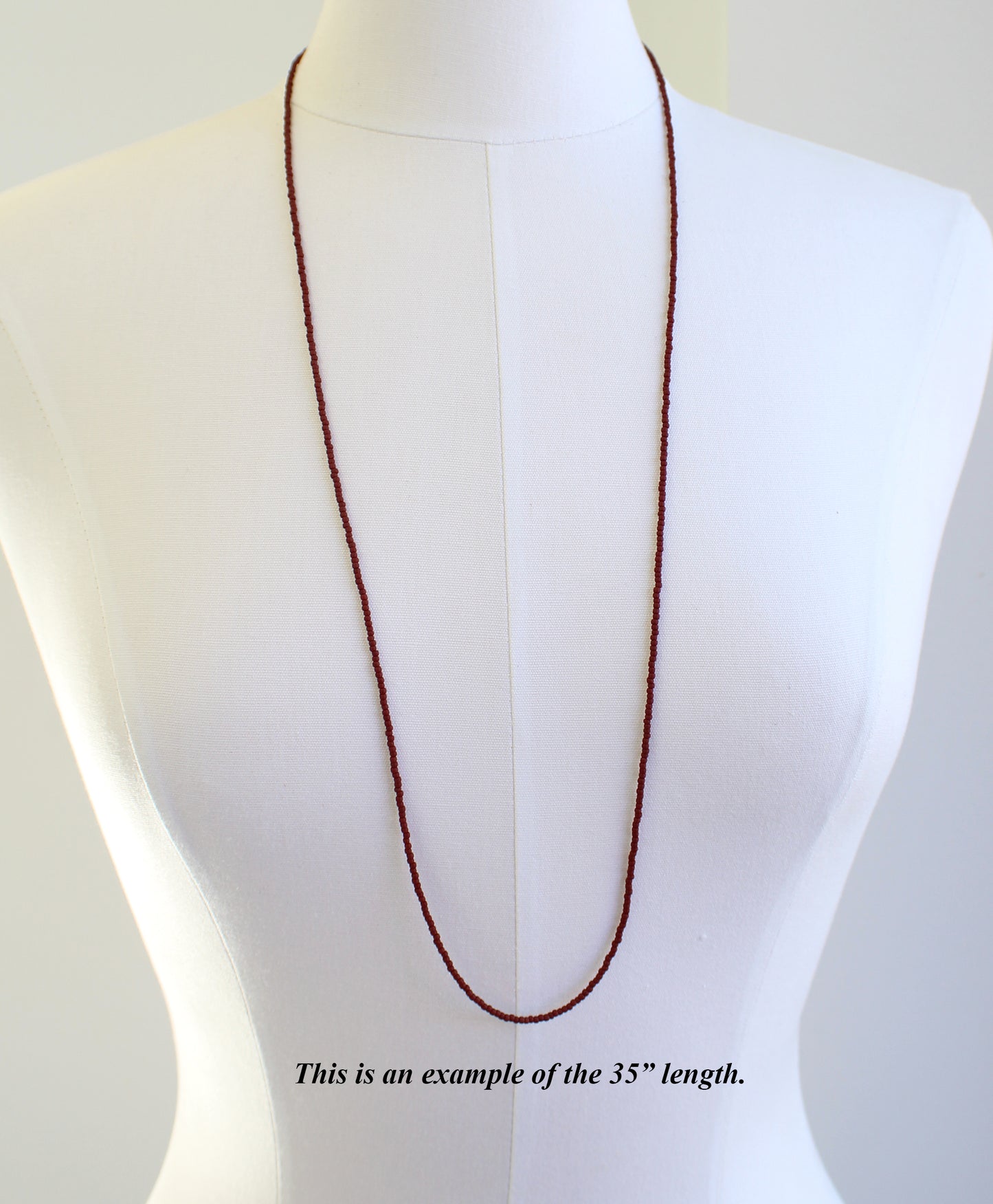 Long Brown Seed Bead Necklace-Matte Chocolate Brown-Single Strand