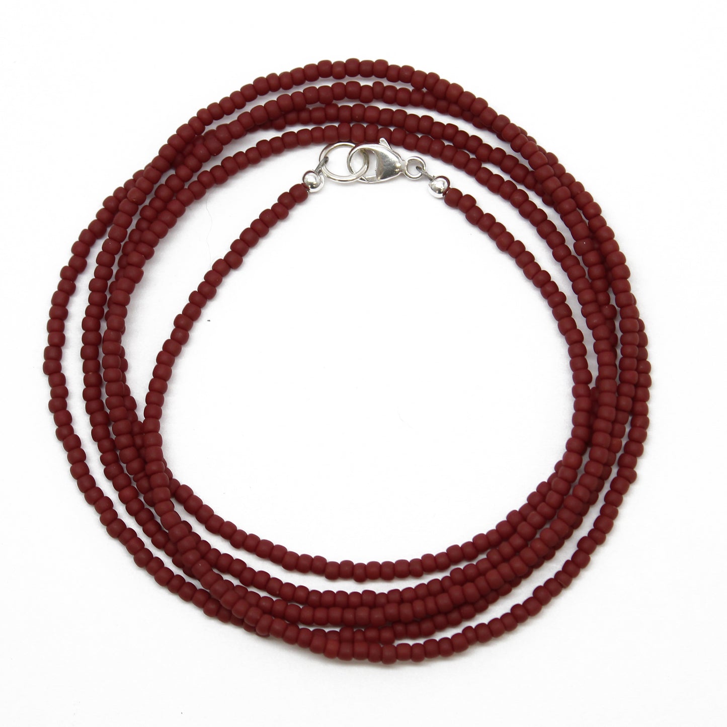 Brown Seed Bead Necklace-Matte Chocolate Brown-Single Strand