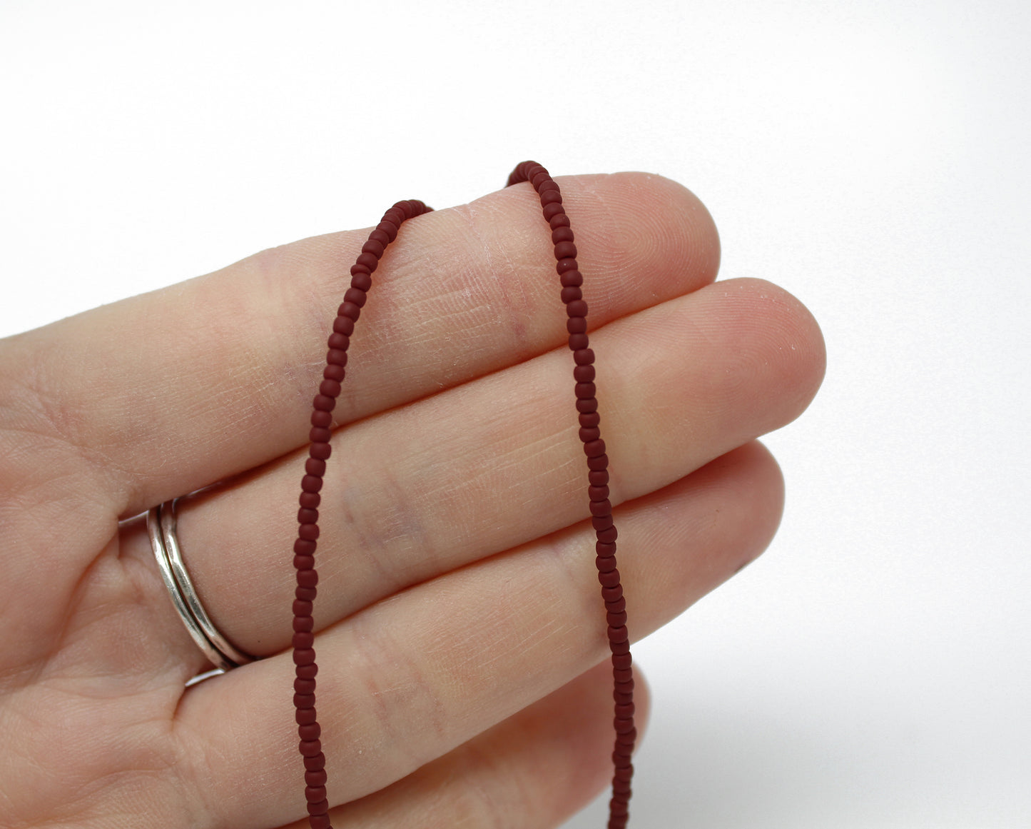 Brown Seed Bead Necklace-Matte Chocolate Brown-Single Strand