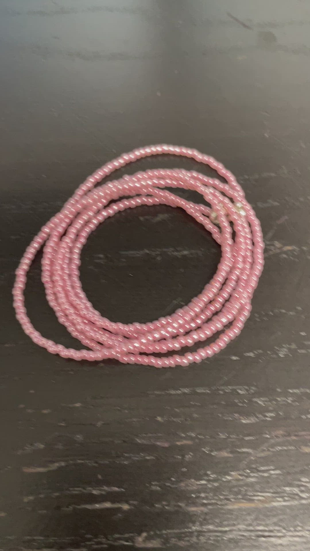 Impatiens Pink Seed Bead Necklace, Thin 1.5mm Single Strand