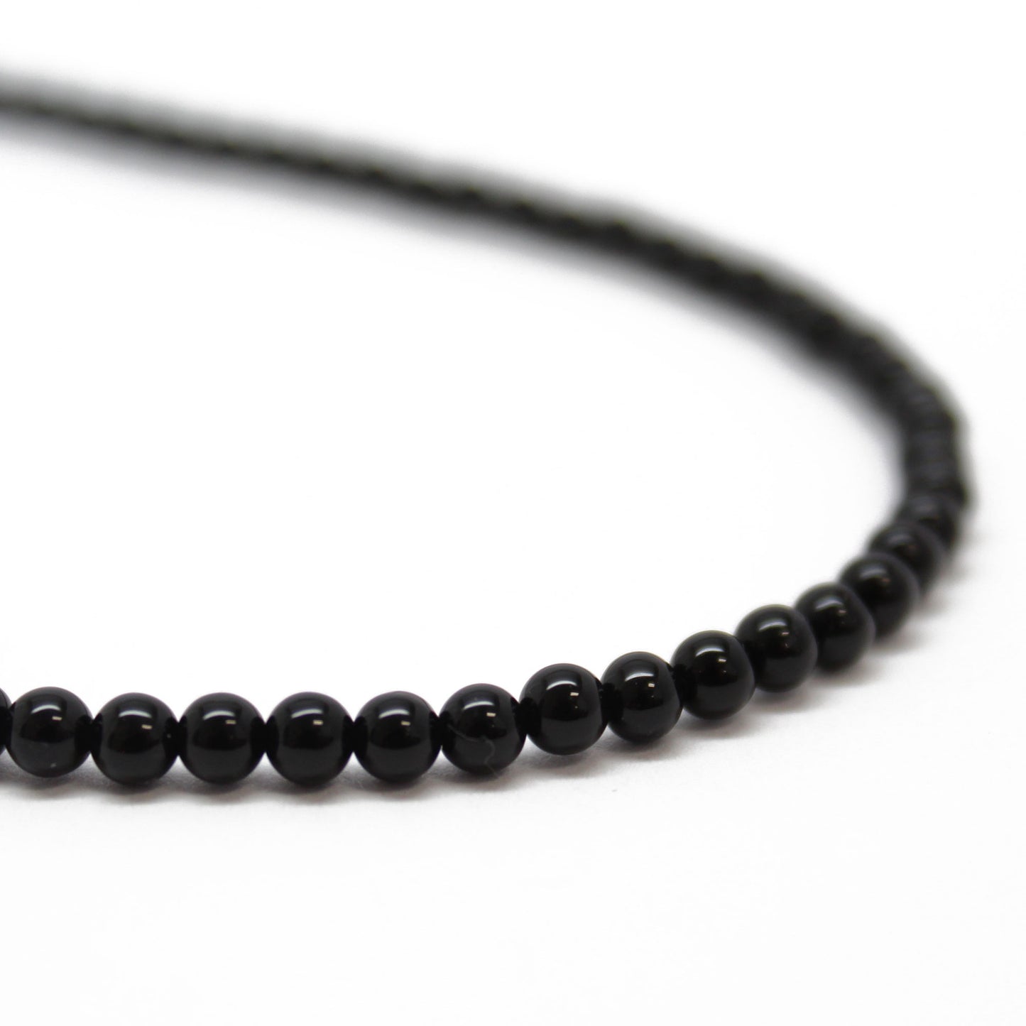 Black Onyx Necklace with Sterling Silver Clasp-3mm