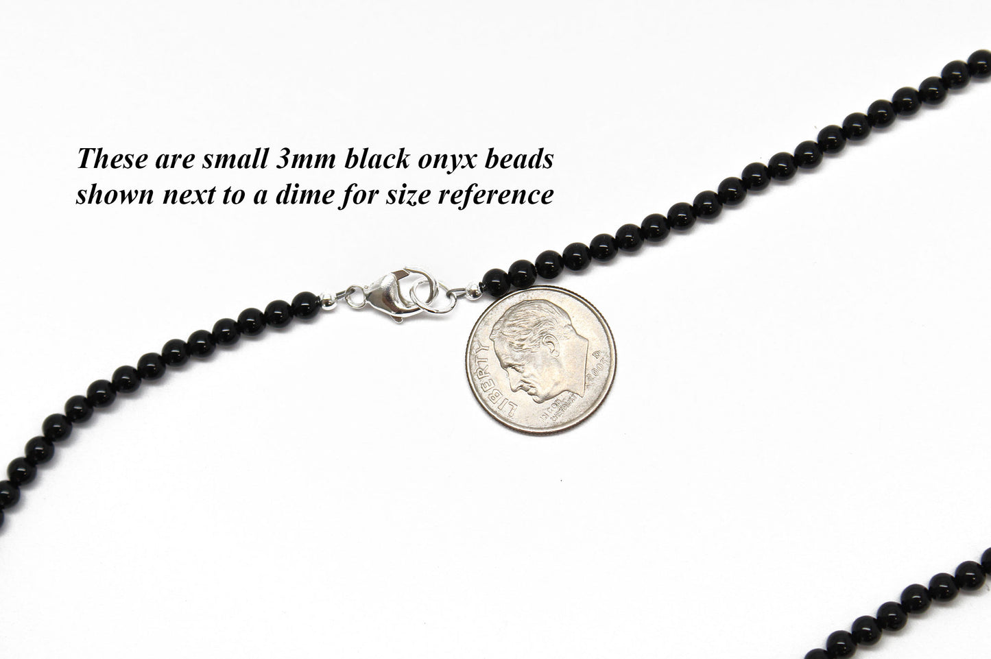 Small Black Onyx Necklace with Sterling Silver Clasp