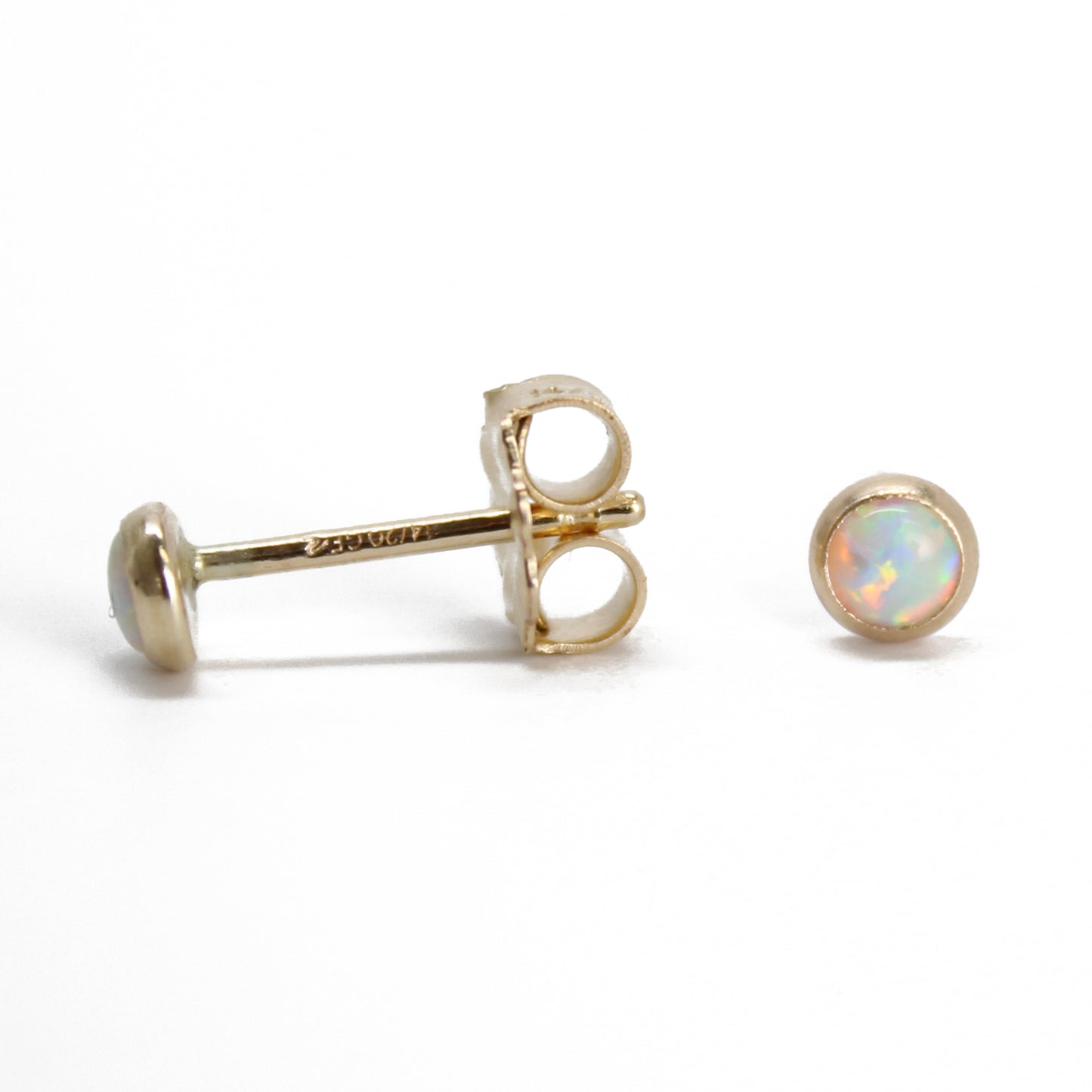 3mm opal studs in gold