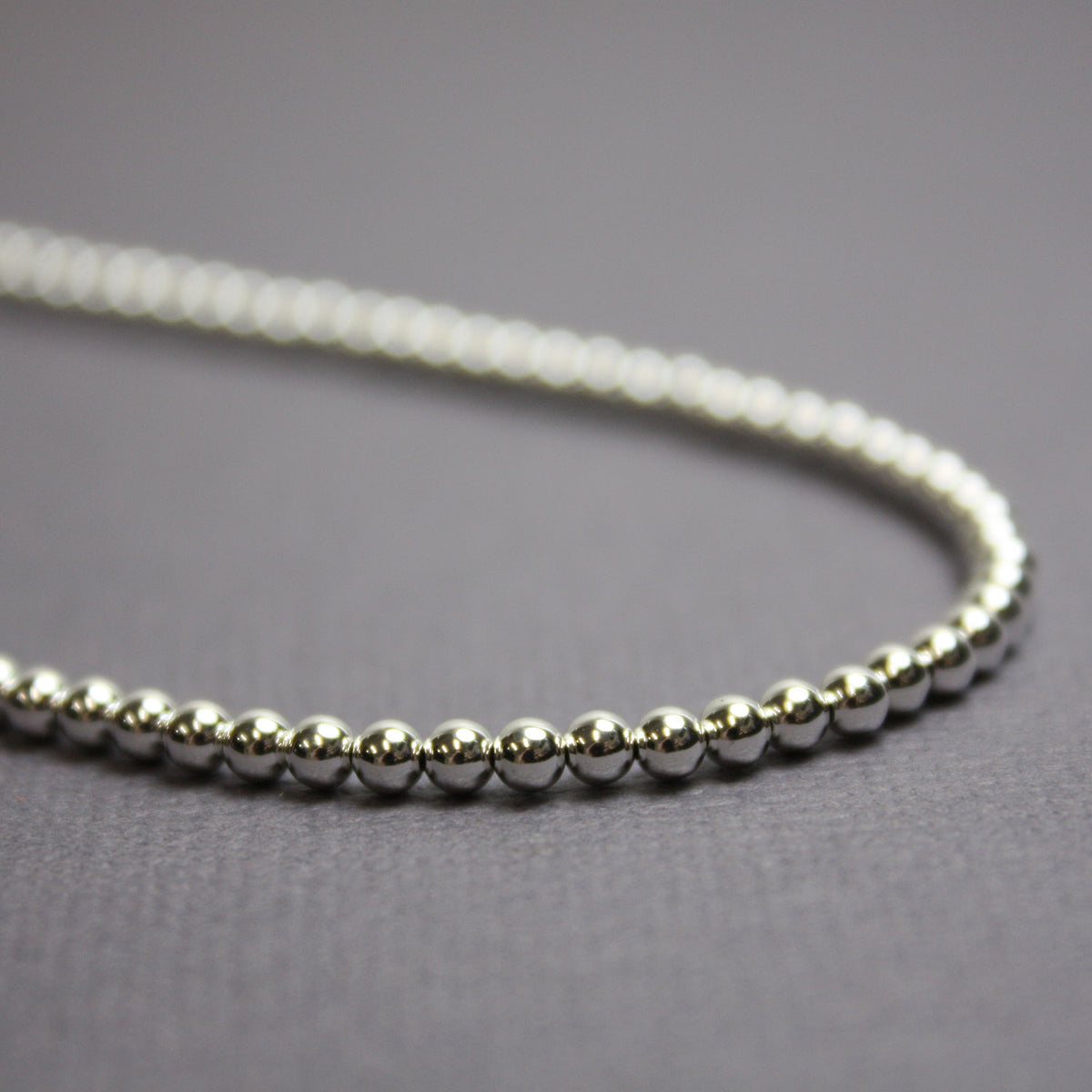 22 Single Strand Oxidized Sterling Silver Beaded Necklace 6 mm