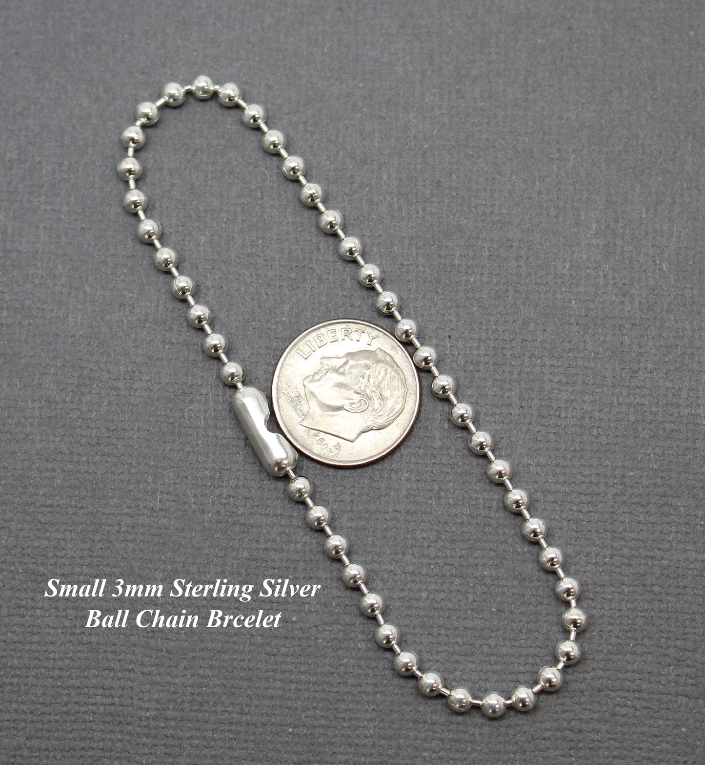 3mm Sterling Silver Bead Ball Chain Bracelet or Necklace