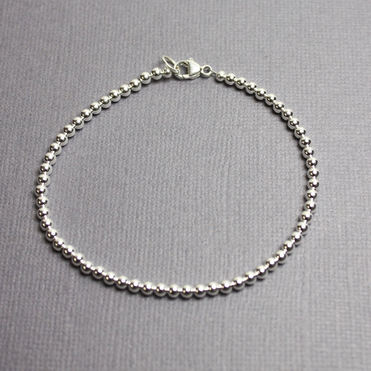 Sterling Silver Bead Bracelet-3mm