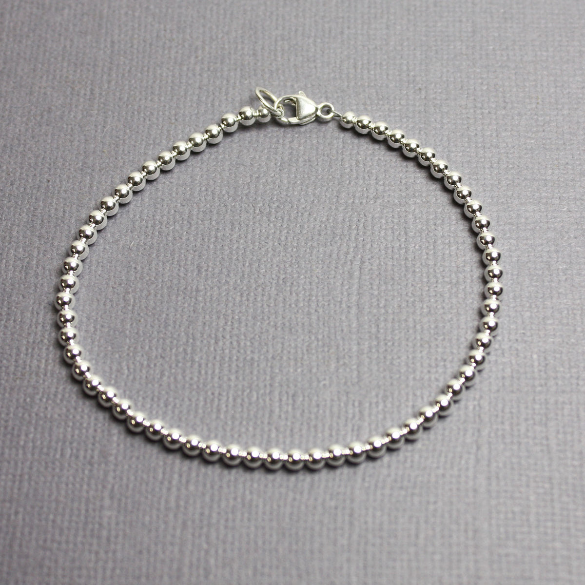 3mm Aged Sterling Silver Beads Bracelet