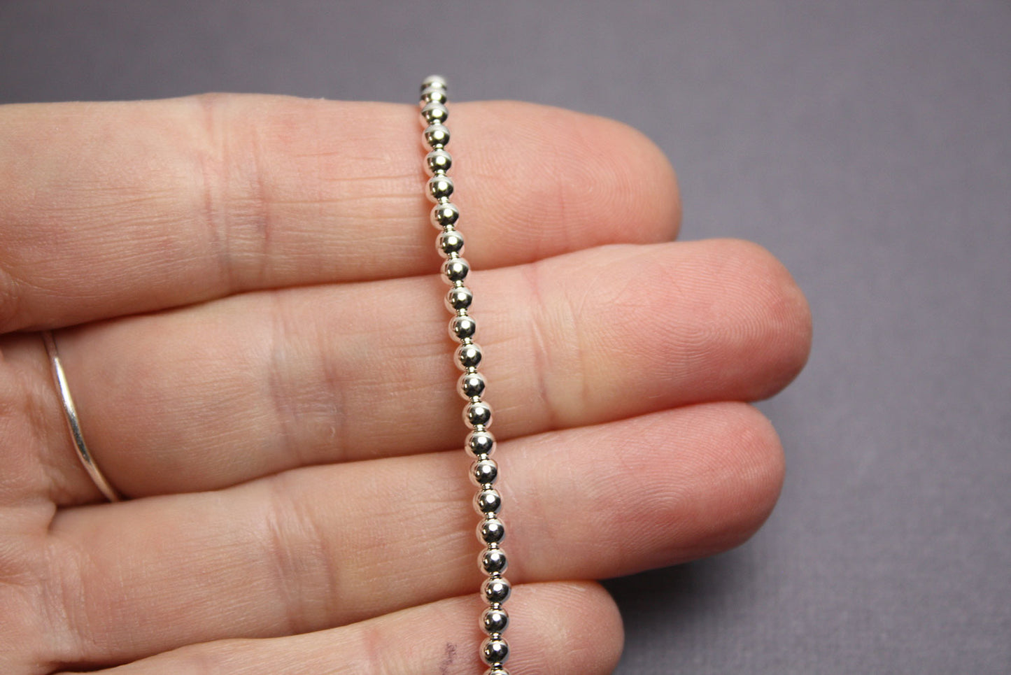 Sterling Silver Bead Bracelet-3mm