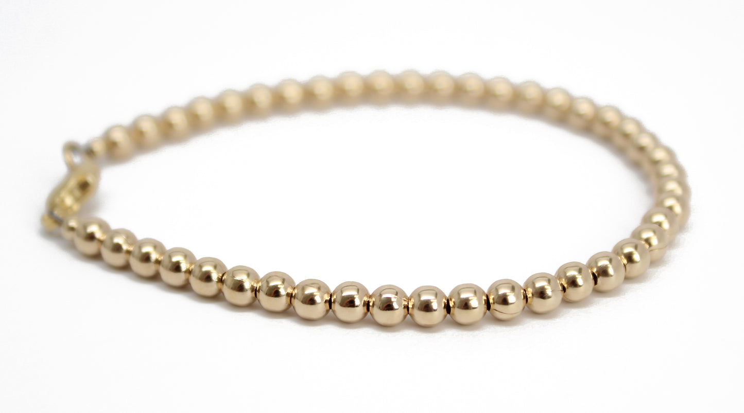 4mm 14K Gold Filled Bead Bracelet with Clasp