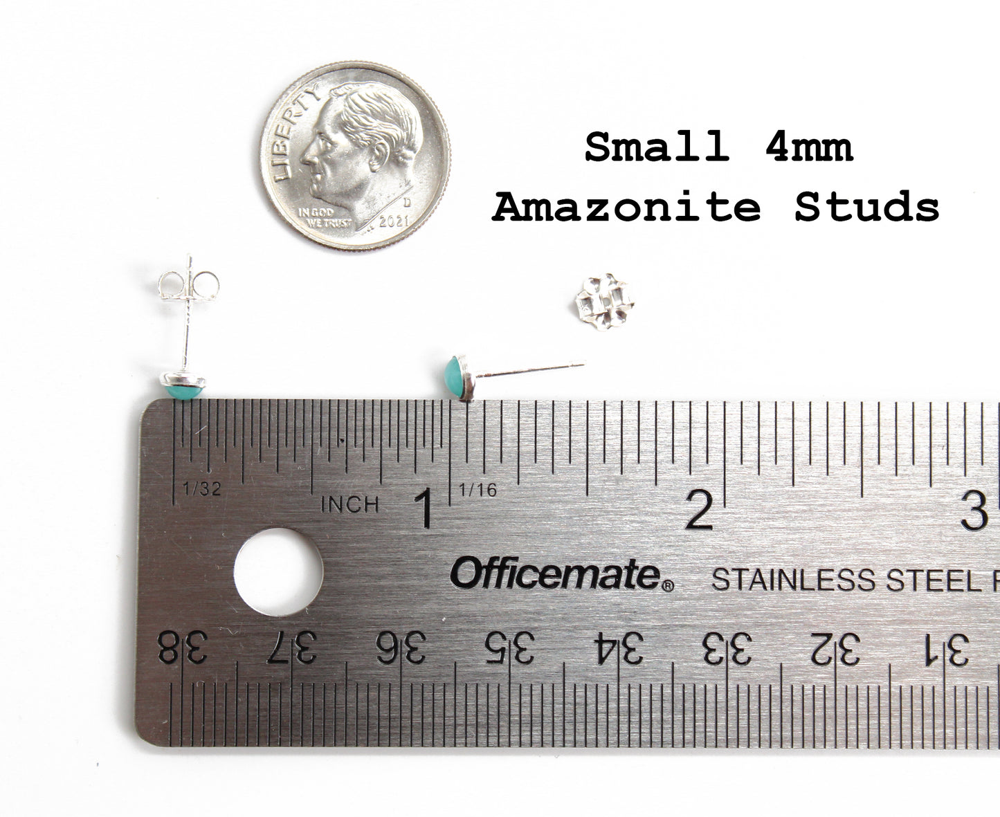 4mm Amazonite Stud Earrings