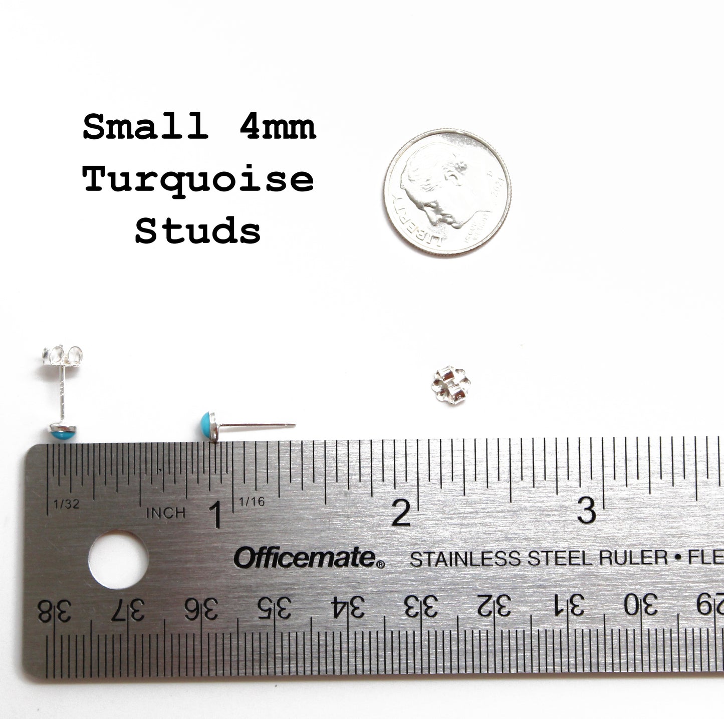 4mm Blue Turquoise Stud Earrings