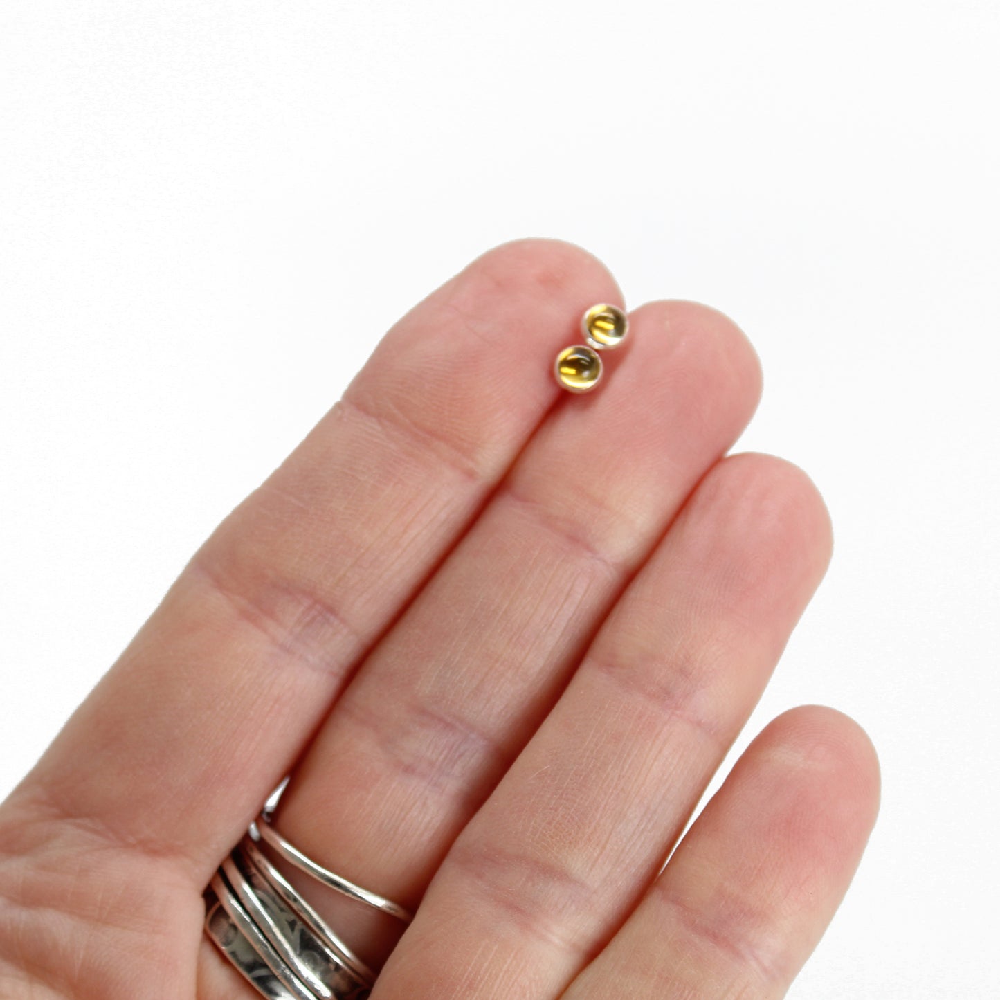Handmade 4mm Citrine Stud Earrings
