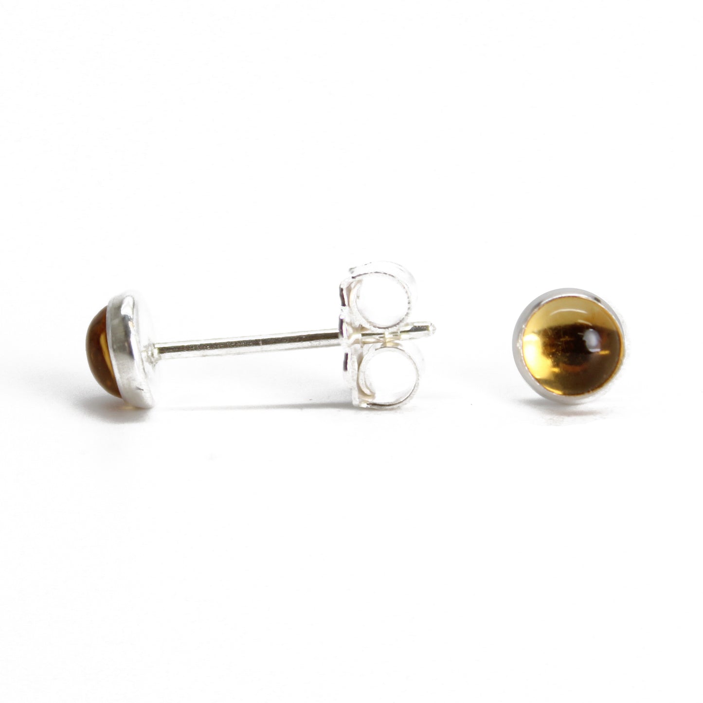 Handmade 4mm Citrine Stud Earrings