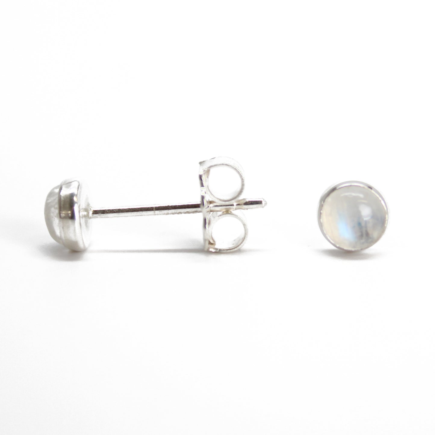 Handmade 4mm Moonstone Stud Earrings