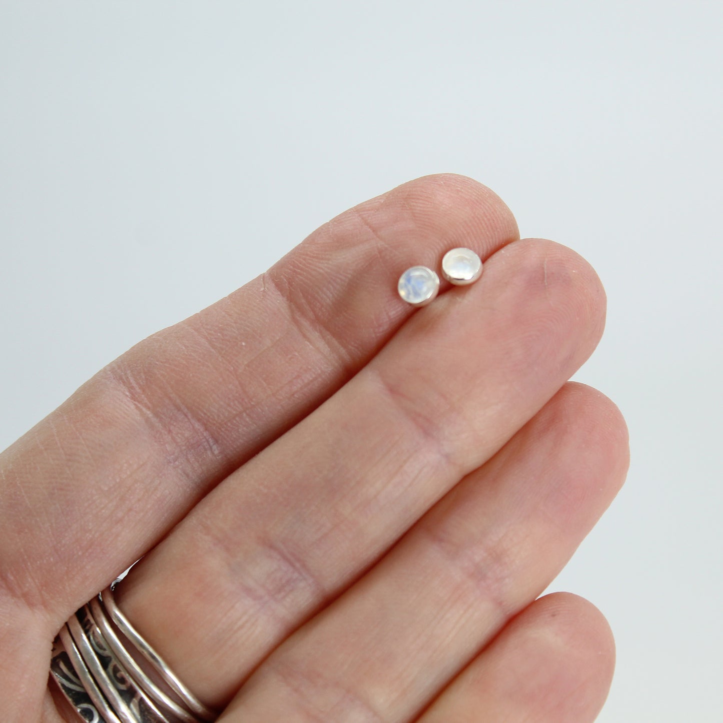 4mm Moonstone Stud Earrings