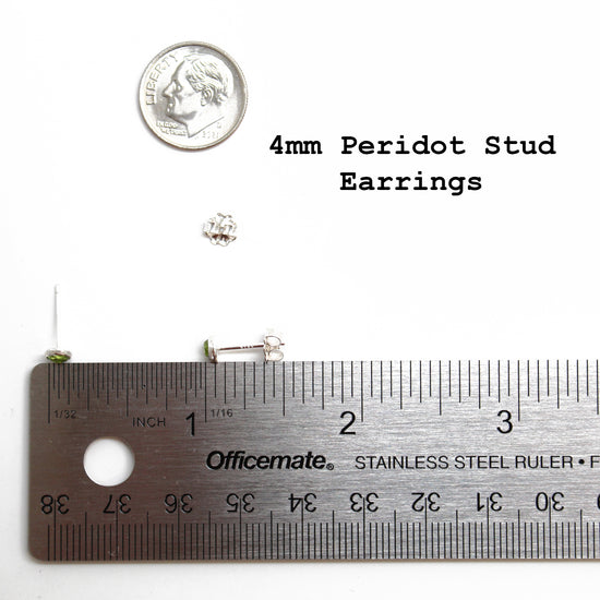 Peridot Stud Earrings in Sterling Silver 4mm