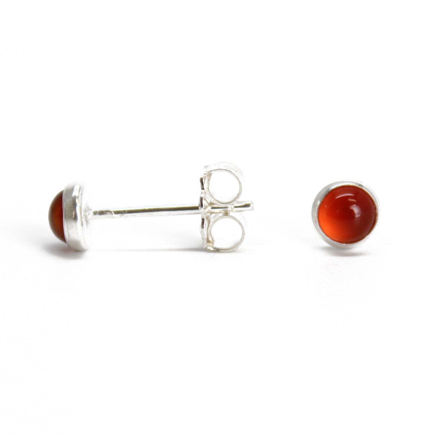 Handmade 4mm Red Carnelian Stud Earrings 4mm Red Carnelian Stud Earrings