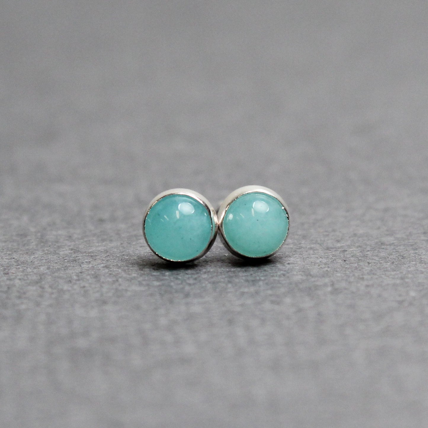 Amazonite Stud Earrings, Small 4mm in Sterling Silver