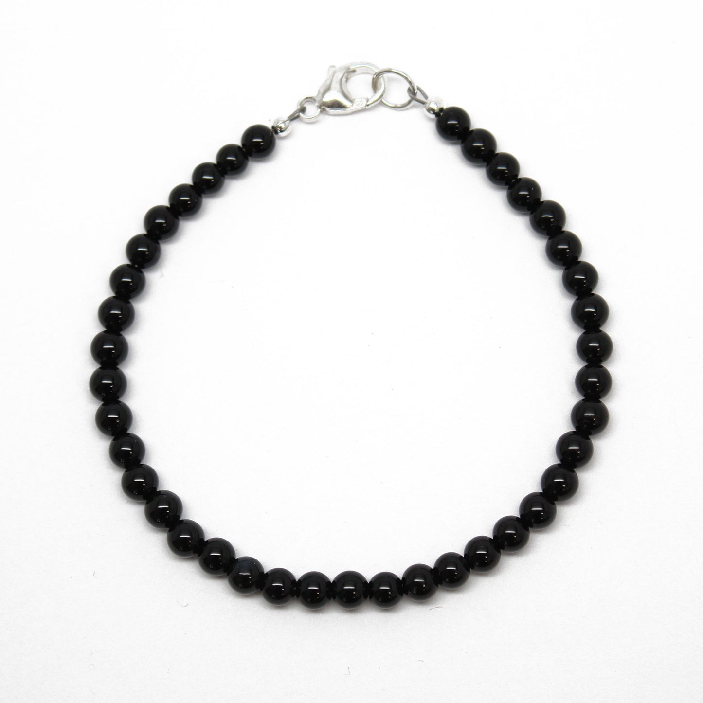 Black Onyx Bracelet, Small 4 mm Black Gemstone Bracelet