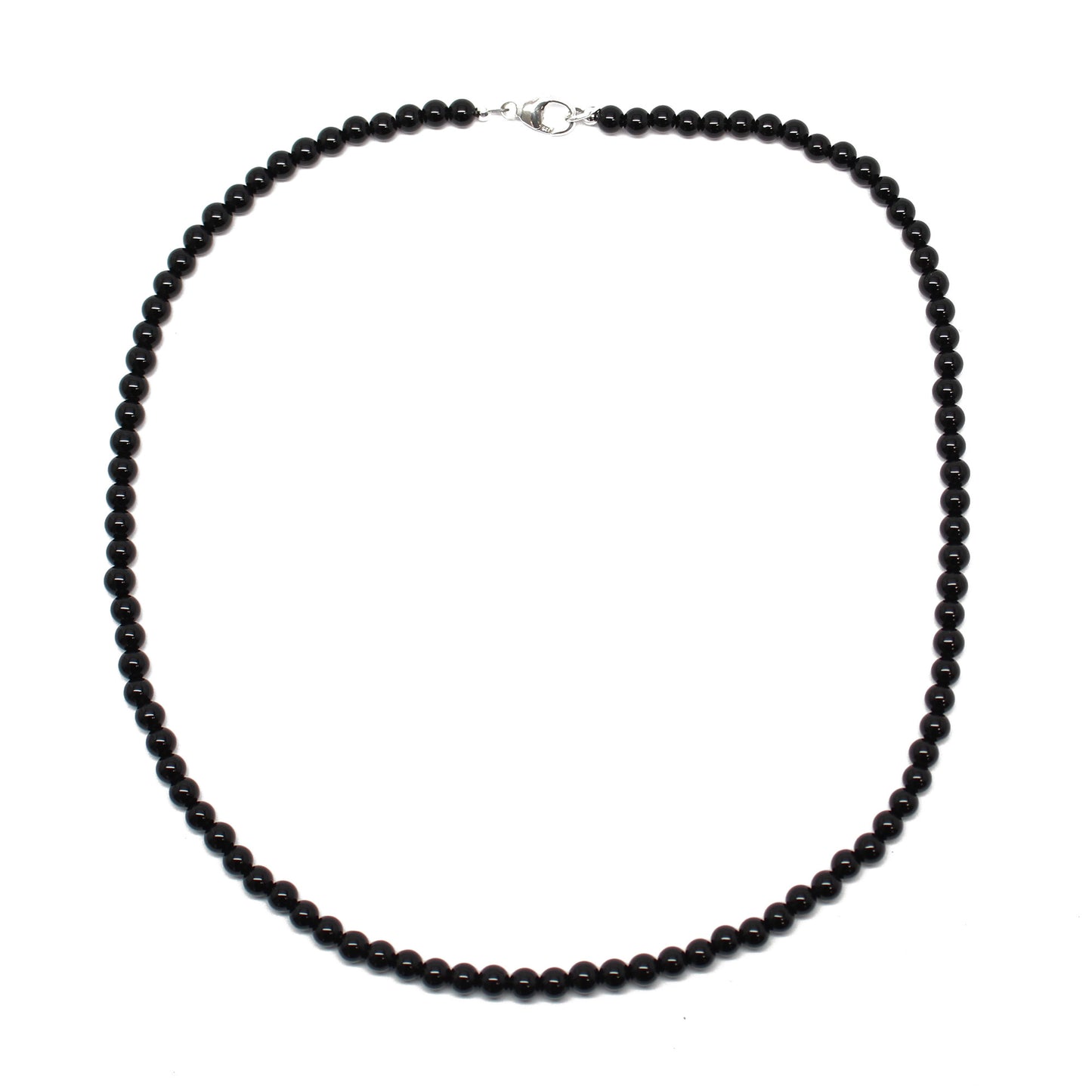 Black Onyx Necklace with Sterling Silver or Gold Filled Clasp, 4mm