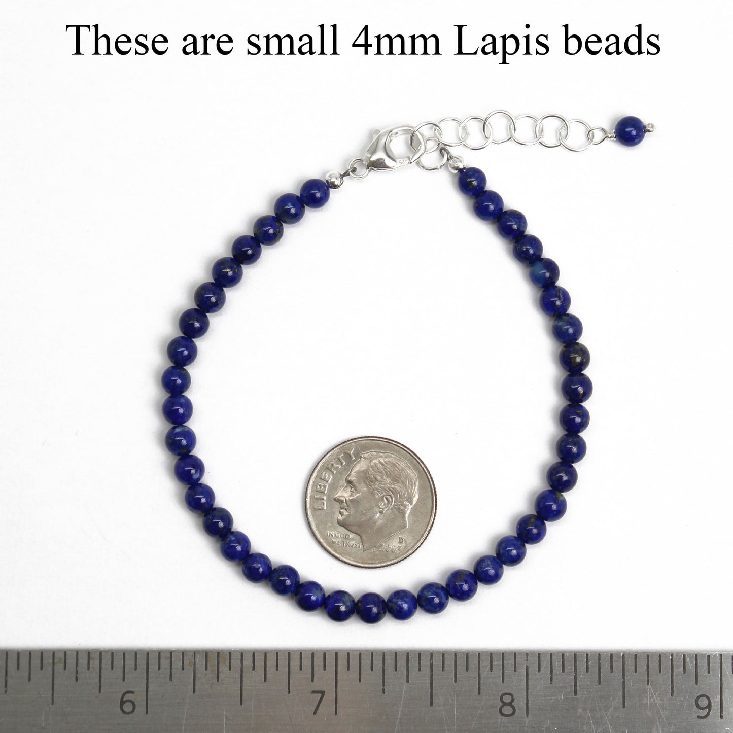 Lapis Lazuli Bracelet-4mm Lapis Beads-Adjustable