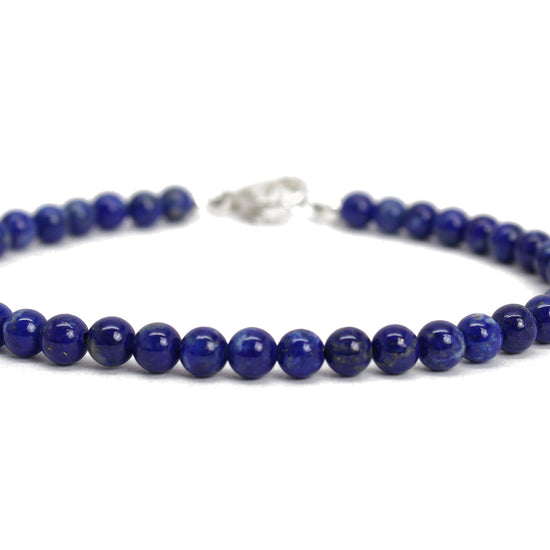 Lapis Lazuli Bracelet, 4mm with Sterling Silver or Gold Filled Clasp