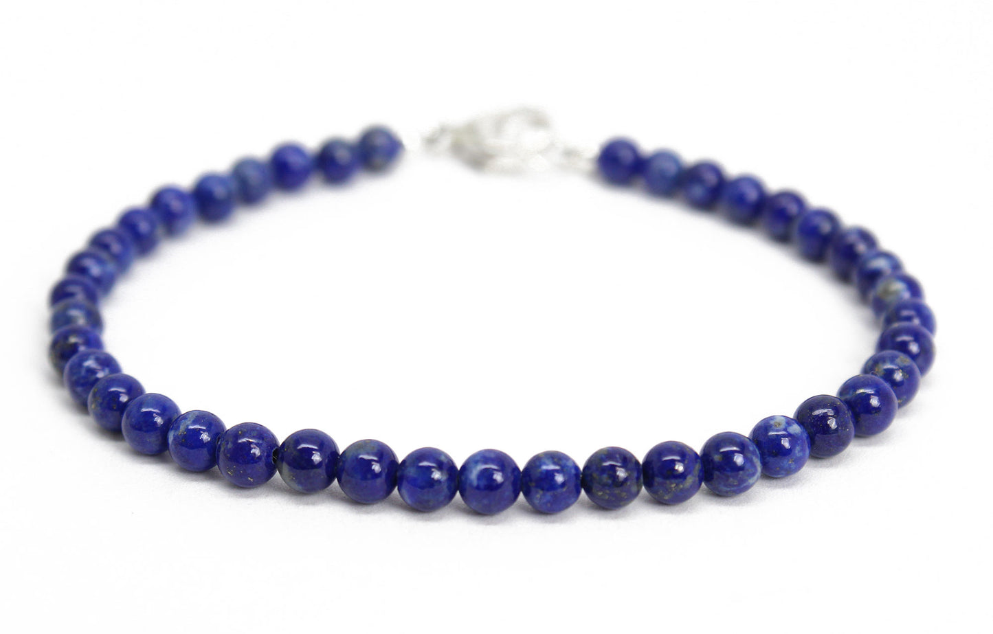 Beautiful Lapis Lazuli Bracelet, 4mm with Sterling Silver or Gold Filled Clasp