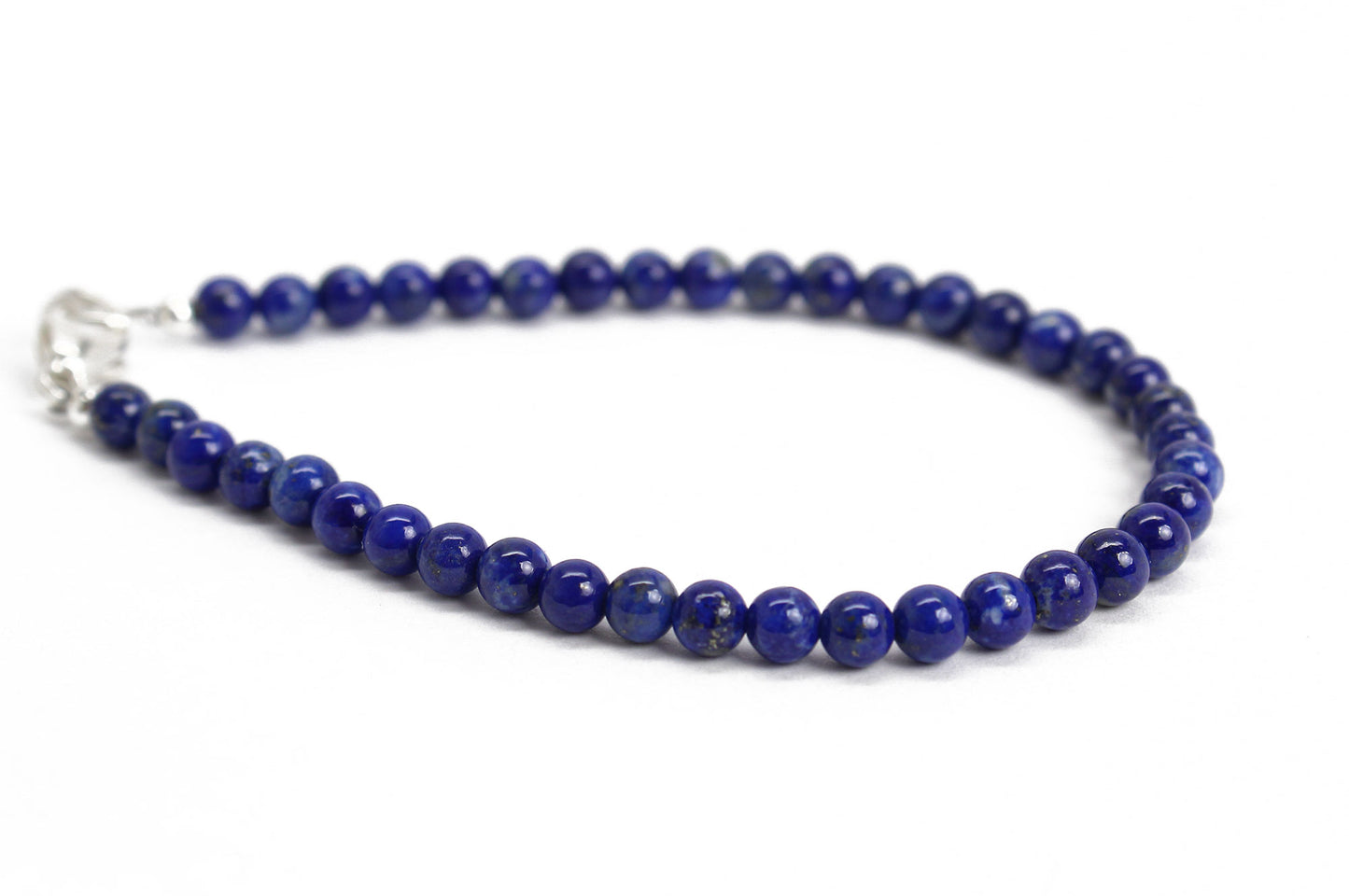 Lapis Lazuli Bracelet, 4mm with Sterling Silver or Gold Filled Clasp