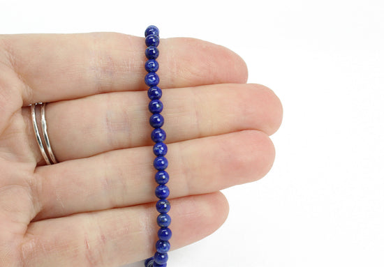 Handmade Lapis Lazuli Bracelet, 4mm with Sterling Silver or Gold Filled Clasp