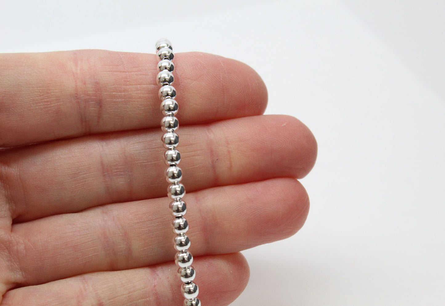 4mm Sterling Silver Bead Bracelet