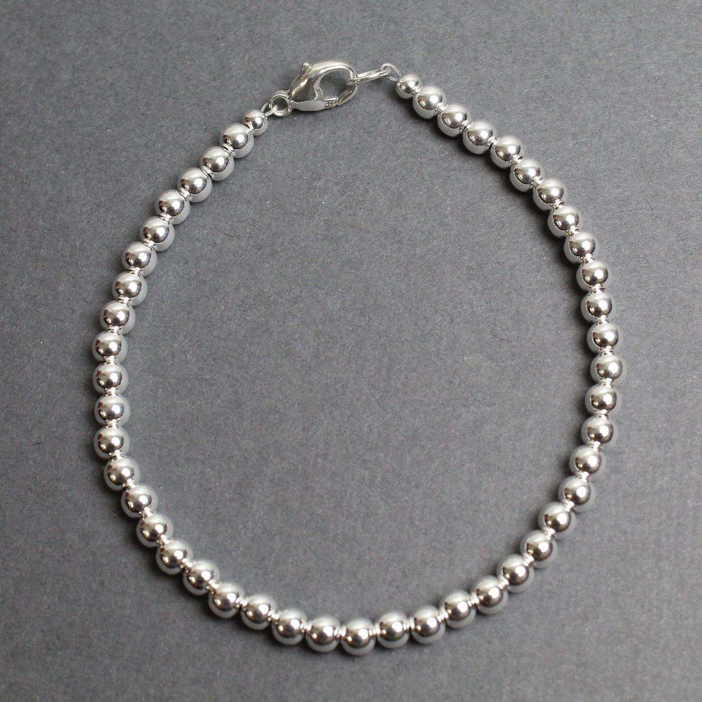 4mm Sterling Silver Bead Bracelet