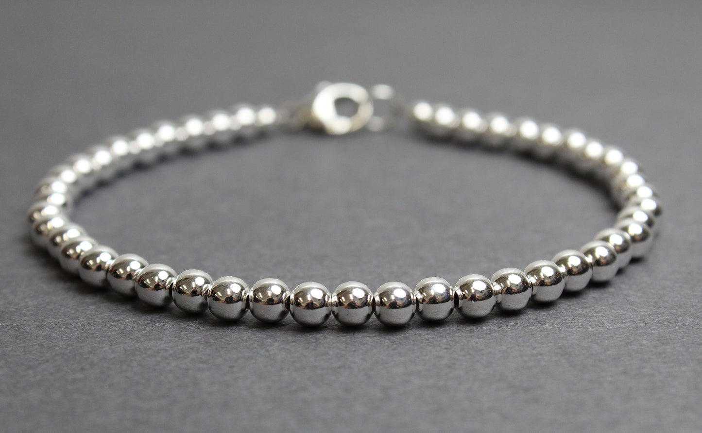 4mm Sterling Silver Bead Bracelet