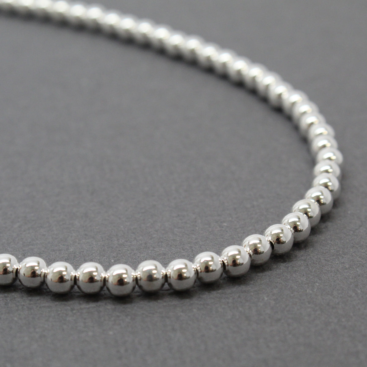 4mm Sterling Silver Bead Necklace Strand 13