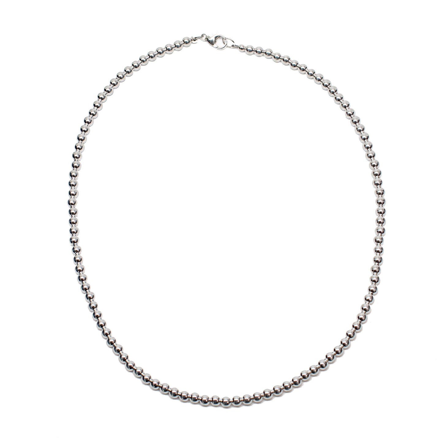 4mm Sterling Silver Bead Necklace Strand