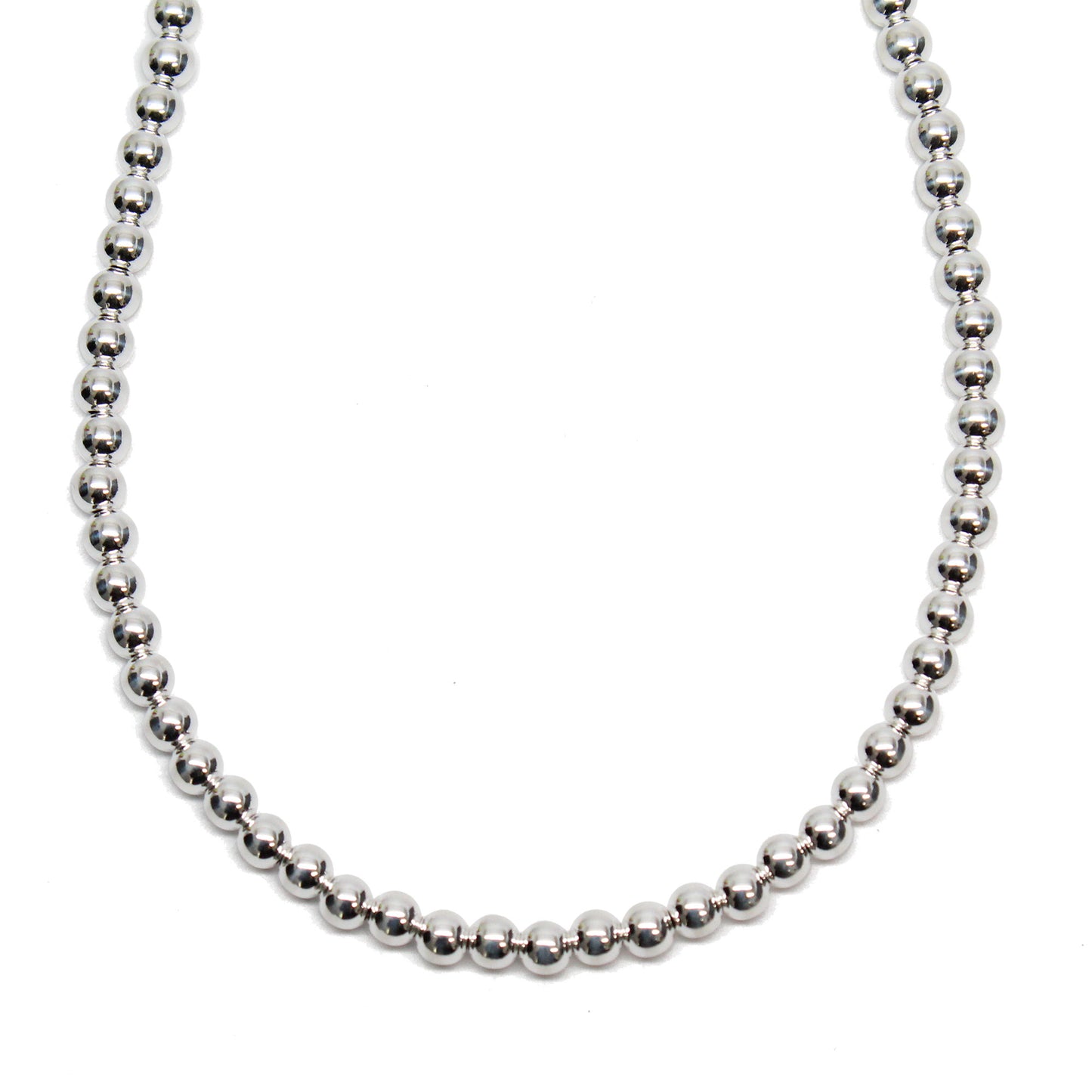 4mm Sterling Silver Bead Necklace Strand