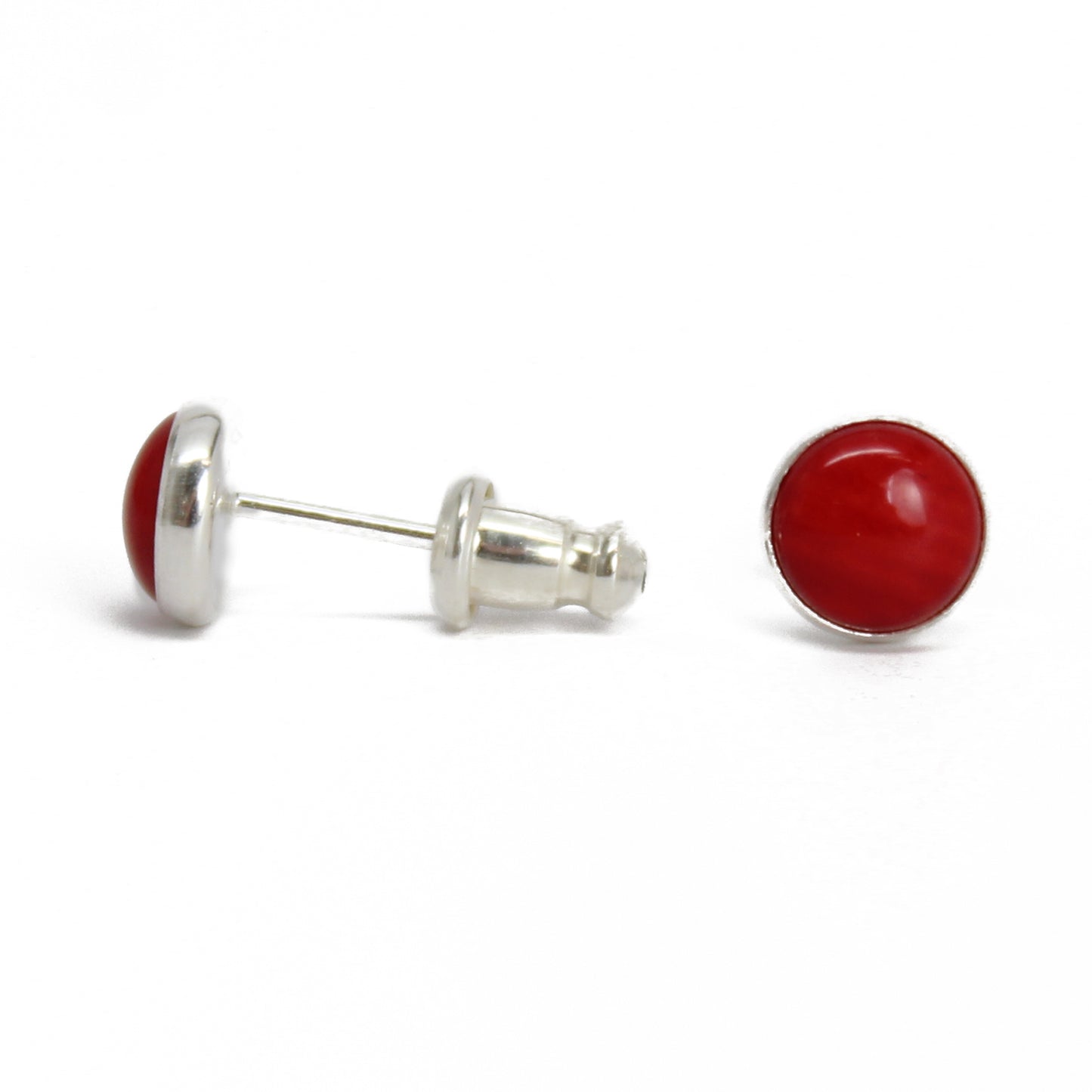 Red Coral Stud Earrings