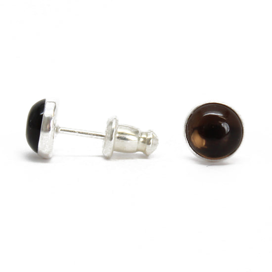 Smoky Quartz Stud Earrings, 6mm Brown Gemstone Studs