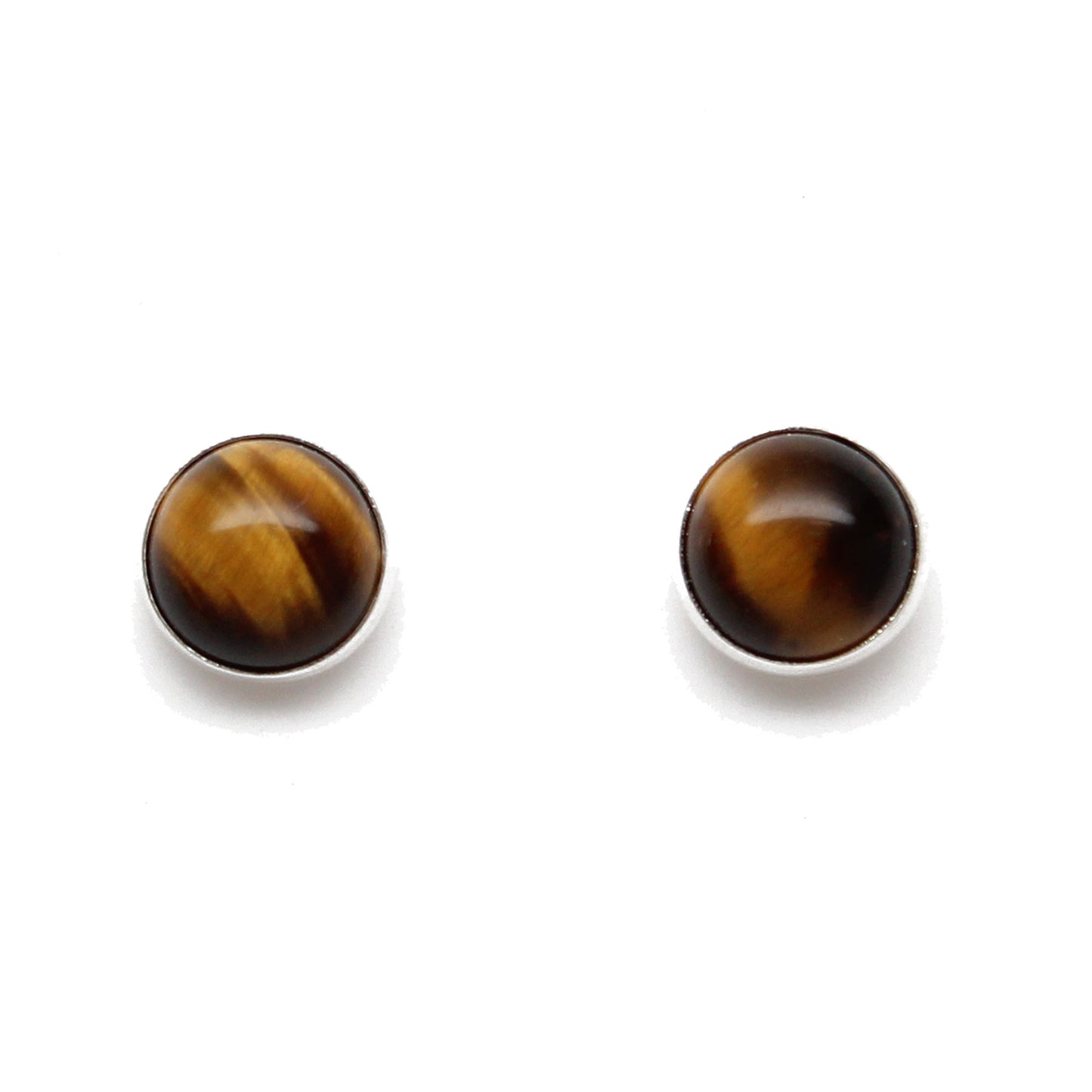 Tigers Eye Stud Earrings in Sterling Silver or Gold Fill, 6mm
