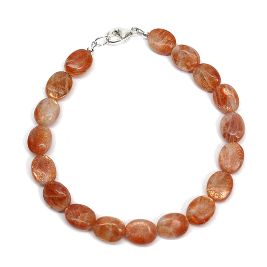 8mm Sunstone Bracelet with Sterling Silver Clasp