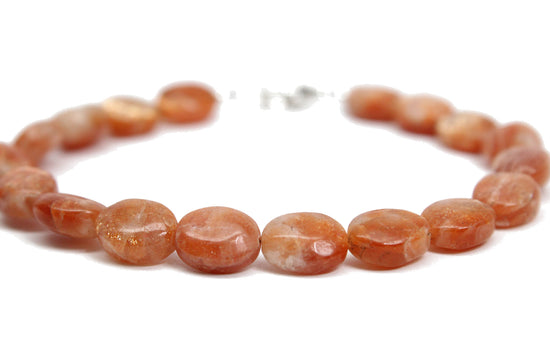8mm Sunstone Bracelet with Sterling Silver or Gold Filled Clasp