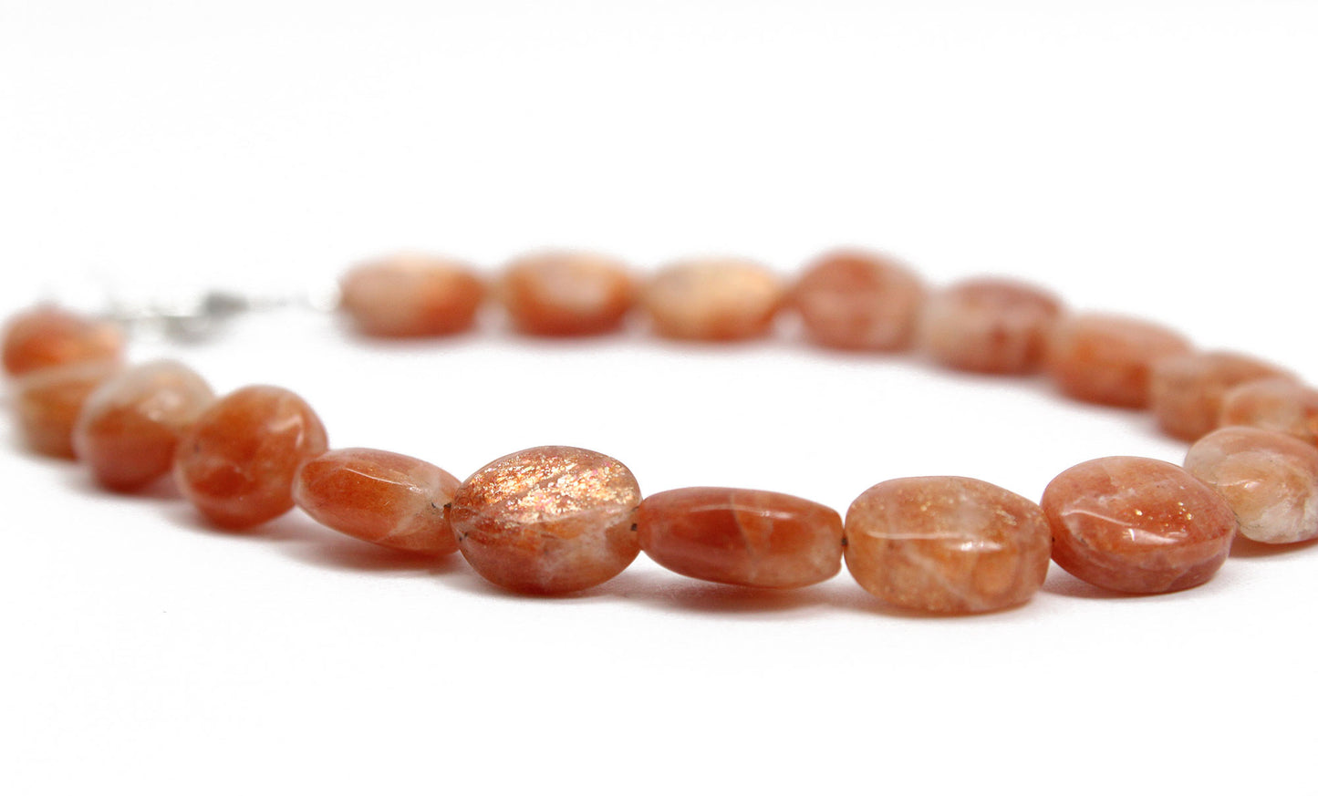 8mm Sunstone Bracelet with Sterling Silver or Gold Filled Clasp