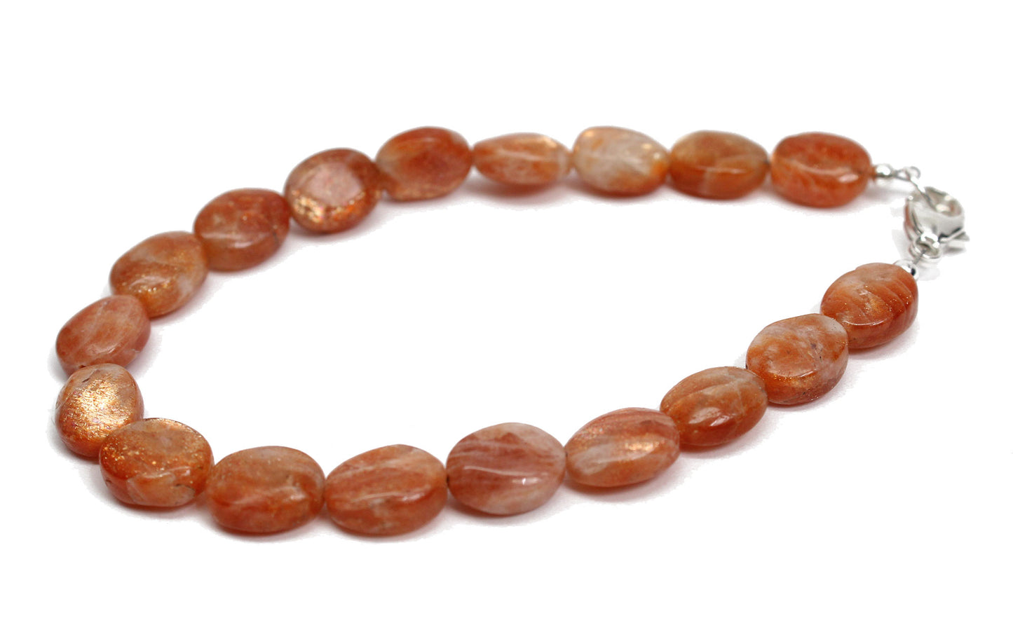 8mm Sunstone Bracelet with Sterling Silver or Gold Filled Clasp